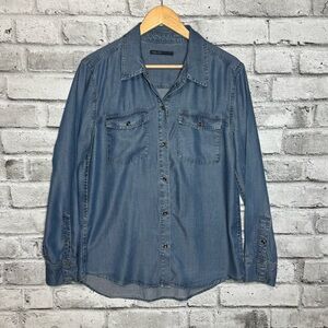 Fidelity Denim Washed Blue Button-Front Denim Shirt